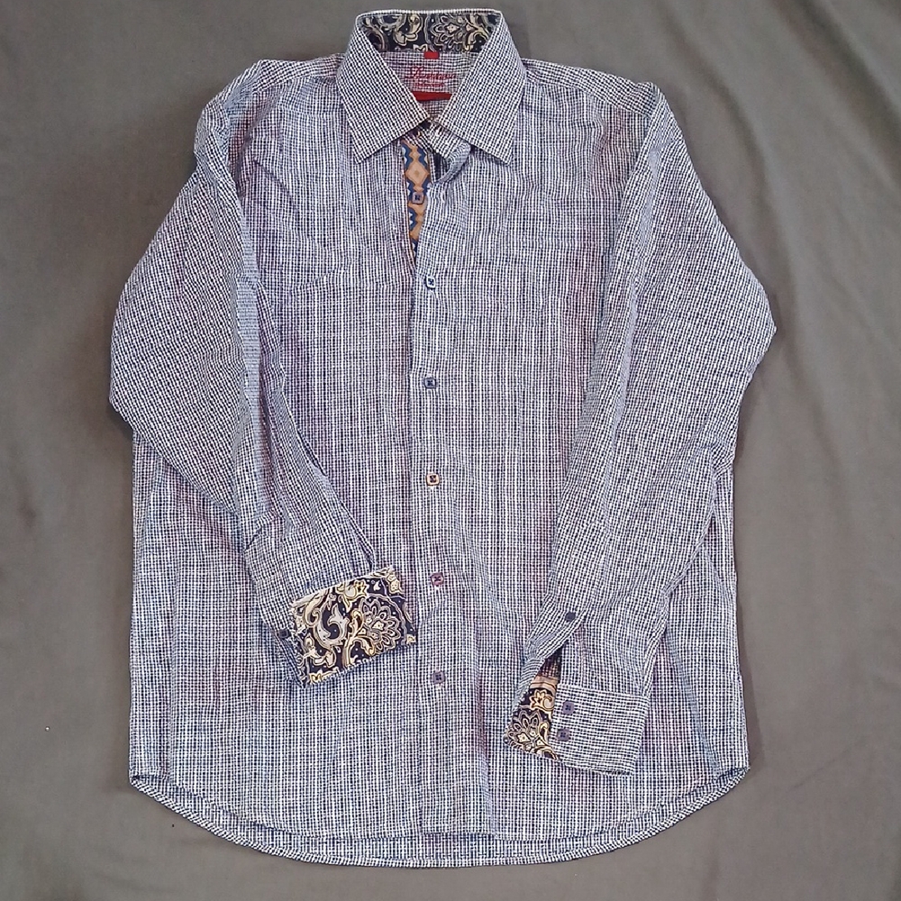 Elegant Men's Blue and White Checkered Shirt
